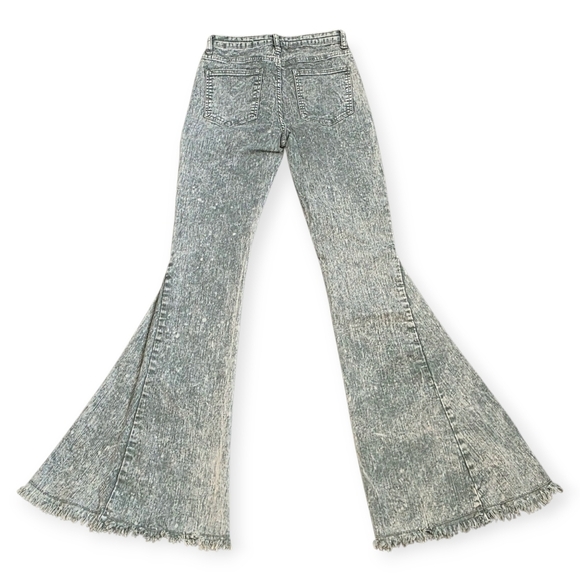 Saints & Hearts Gray Acid Wash Bell Bottoms, Size Small - Picture 2 of 9